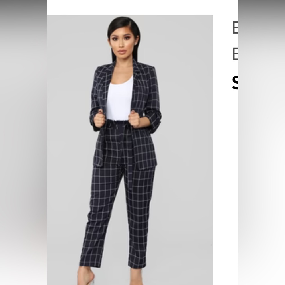 NWT fashionnova,  plaid two piece blazer set